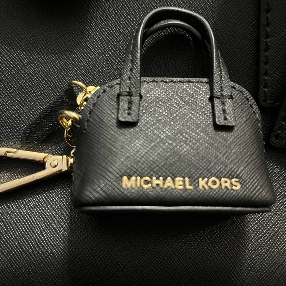 Michael Kors Black Mini Bag key chain with Gold Accents. - Picture 1 of 4